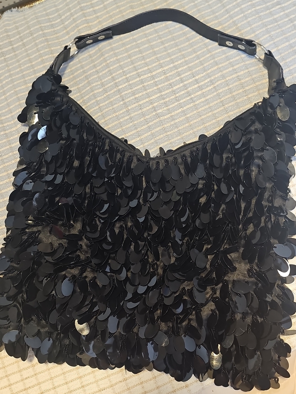 Black Sequin Shoulder Bag